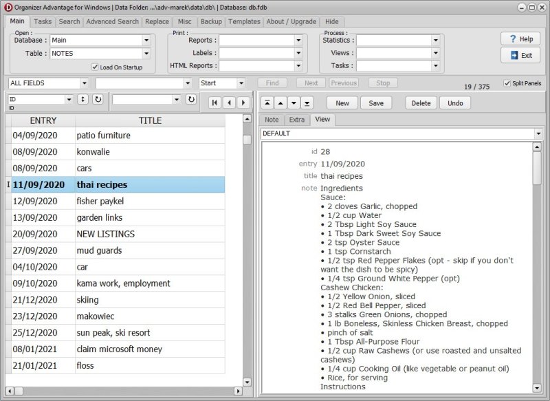 Diary Note Book Software for Windows PCs view